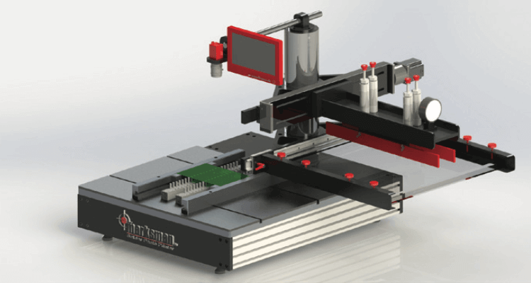Marksman Screen Printer SMT Tooling robotic automation system rotated components
